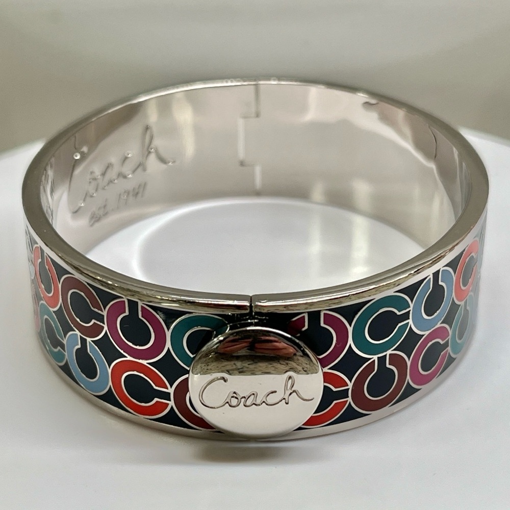 Coach Enamel Hinged Bangle Euc - image 1